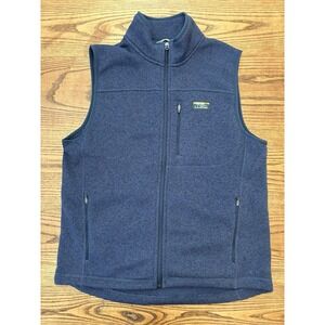 LL Bean Men's Medium Slightly Fitted Bright Navy Sweater Fleece Vest Full Zip